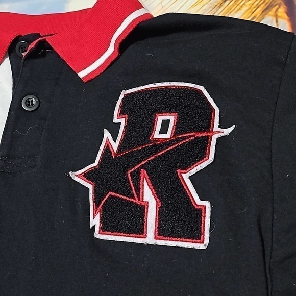 Red Ape Colorblock Black Red White Polo Shirt‎ Size Medium - Picture 3 of 7